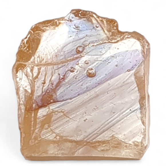 Carmel and Clear Swirl Art Glass Cullet Translucent #4S113 - Picture 3 of 6